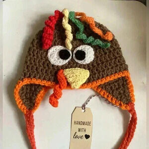 New Handmade crochet / knit baby Turkey hat Beanie